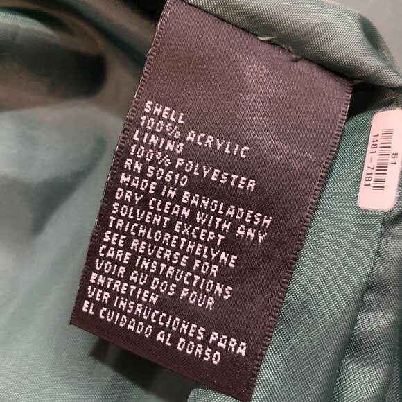 Kasper Plaid Tweed Jacket Womens SZ 14 Green & Pink Acrylic Blazer Open Front - Picture 9 of 9